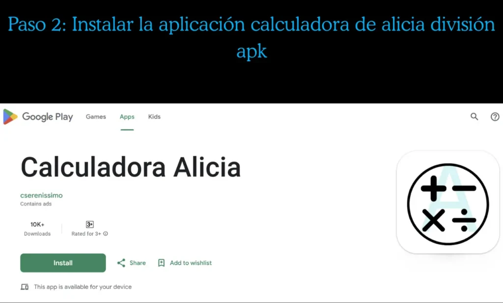 Paso 2 Calculadora de Alicia APK